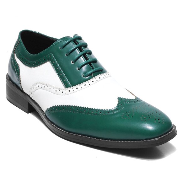 Green White 1920\'s Wingtip Lace up Oxford Dress Shoes main image 8